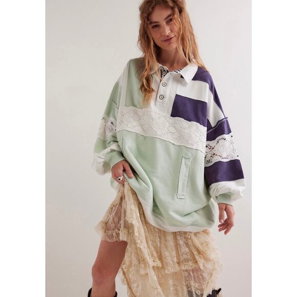 Free People American Dream Polo, Size Large $168 Retail - Picture 1 of 8